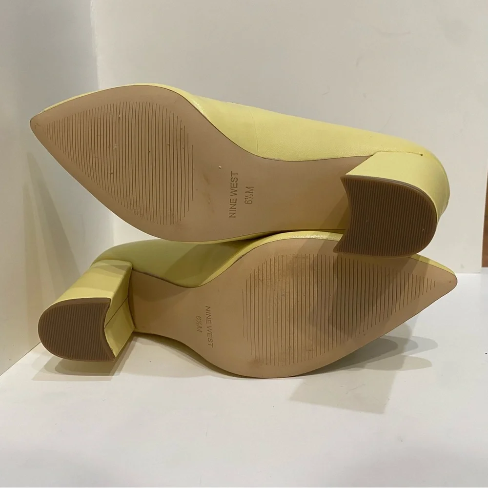 Yellow Block Heel Nine West Cara Pump Heels (Women’s 6.5) - Picture 7 of 12